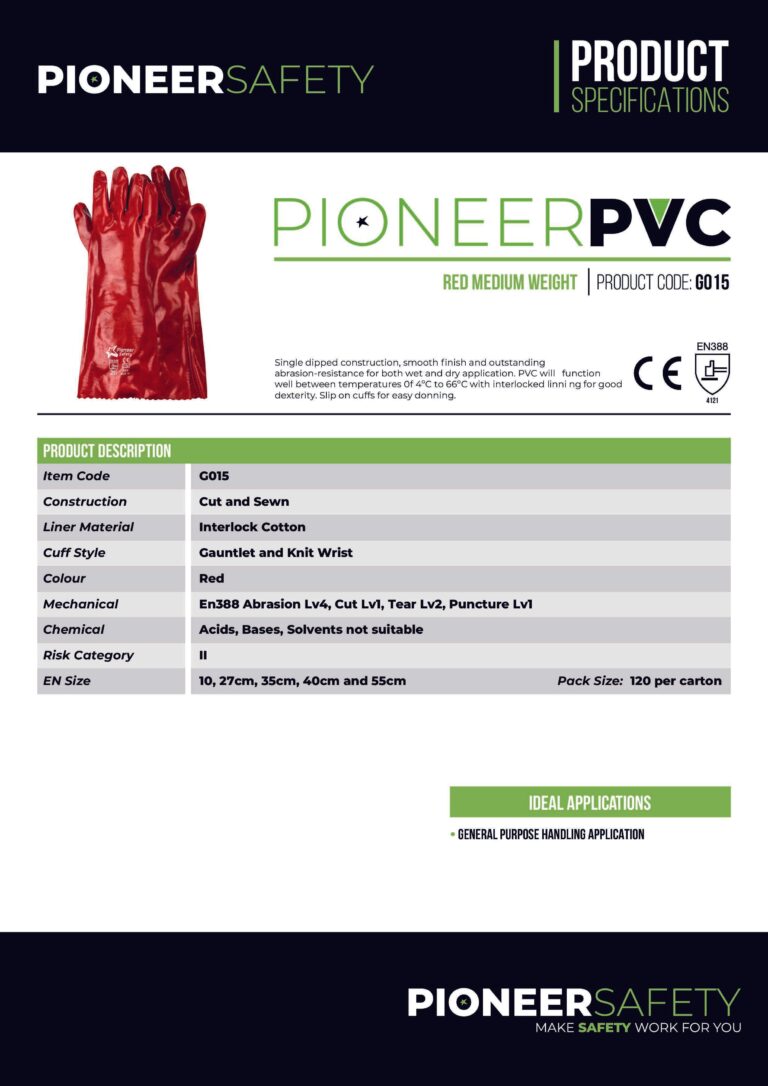 PIONEER SAFETY Pvc Coated Red Gloves Elbow Length G015 - Premium Gloves from Pioneer Safety - Just R 34! Shop now at Securadeal