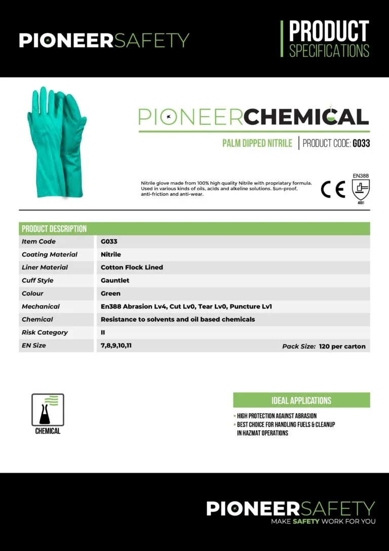 PIONEER SAFETY Chemical Nitrile Gloves Green G033 - Premium Gloves from Pioneer Safety - Just R 31! Shop now at Securadeal