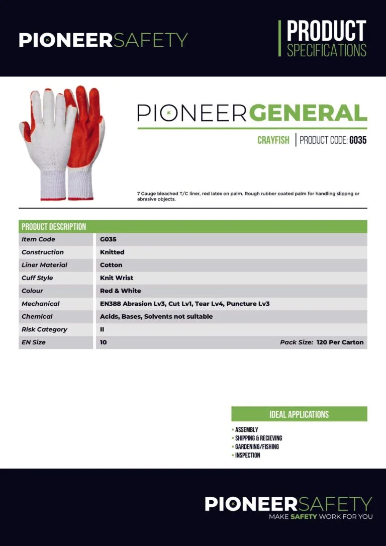 PIONEER SAFETY Crayfish Cotton Crochet Gloves Multi Purpose G035 - Premium Gloves from Pioneer Safety - Just R 20! Shop now at Securadeal
