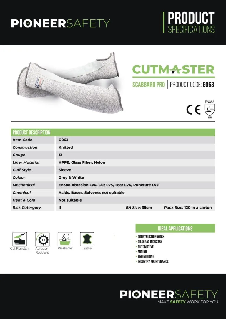 PIONEER SAFETY Cutmaster Scabbard Arm Protection Sleeves Size 10 G063 - Premium Gloves from Pioneer Safety - Just R 185! Shop now at Securadeal