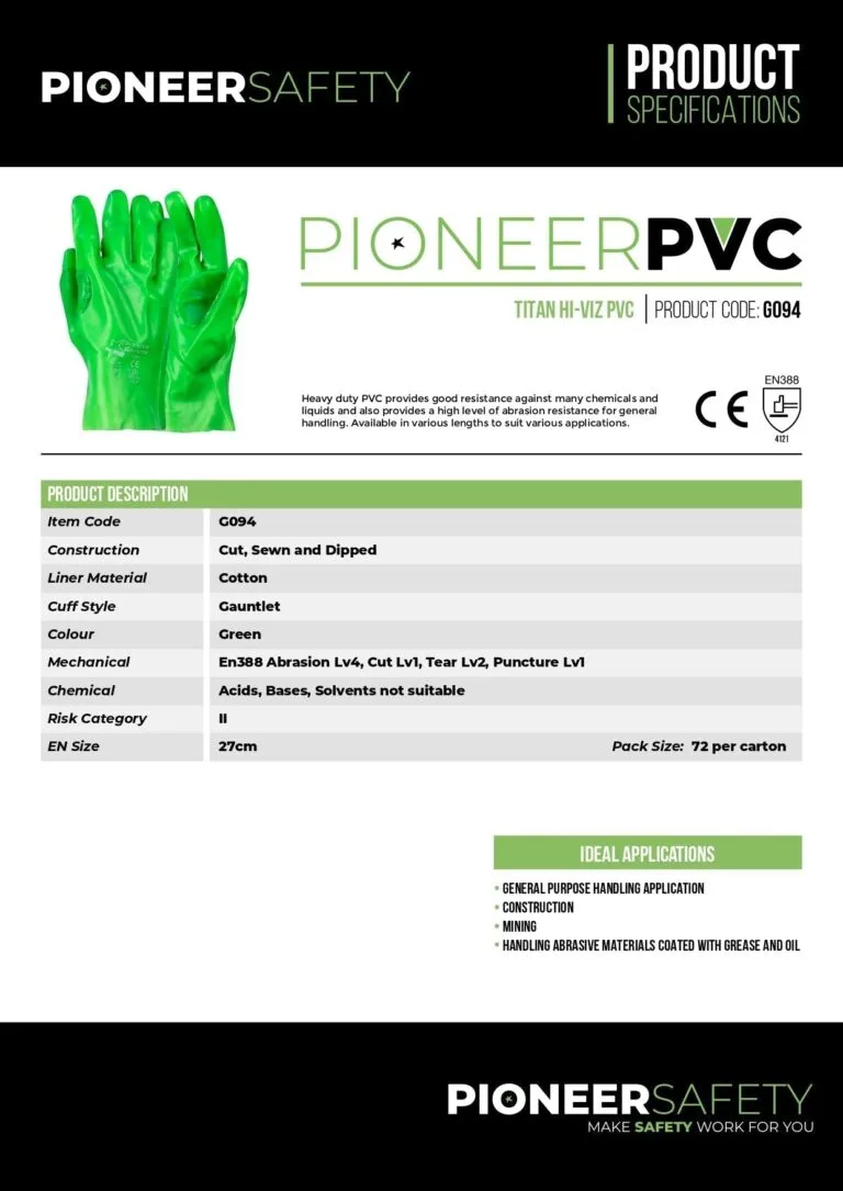 PIONEER SAFETY Gloves PVC Reinforced High Visibility Green 27cm G094 - Premium Gloves from Pioneer Safety - Just R 67! Shop now at Securadeal