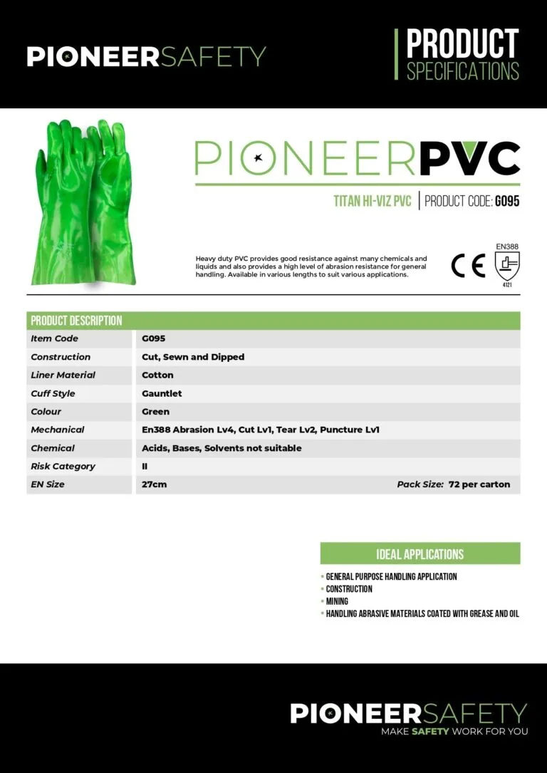 PIONEER SAFETY Gloves PVC Reinforced High Visibility Green Elbow 35cm G095 - Premium Gloves from Pioneer Safety - Just R 73! Shop now at Securadeal