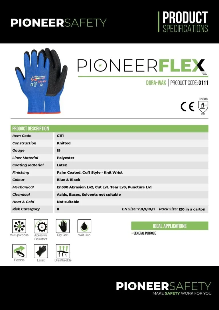 PIONEER SAFETY Flex Dura-Work Gloves Ultra Grip G111 - Premium Gloves from Pioneer Safety - Just R 38! Shop now at Securadeal