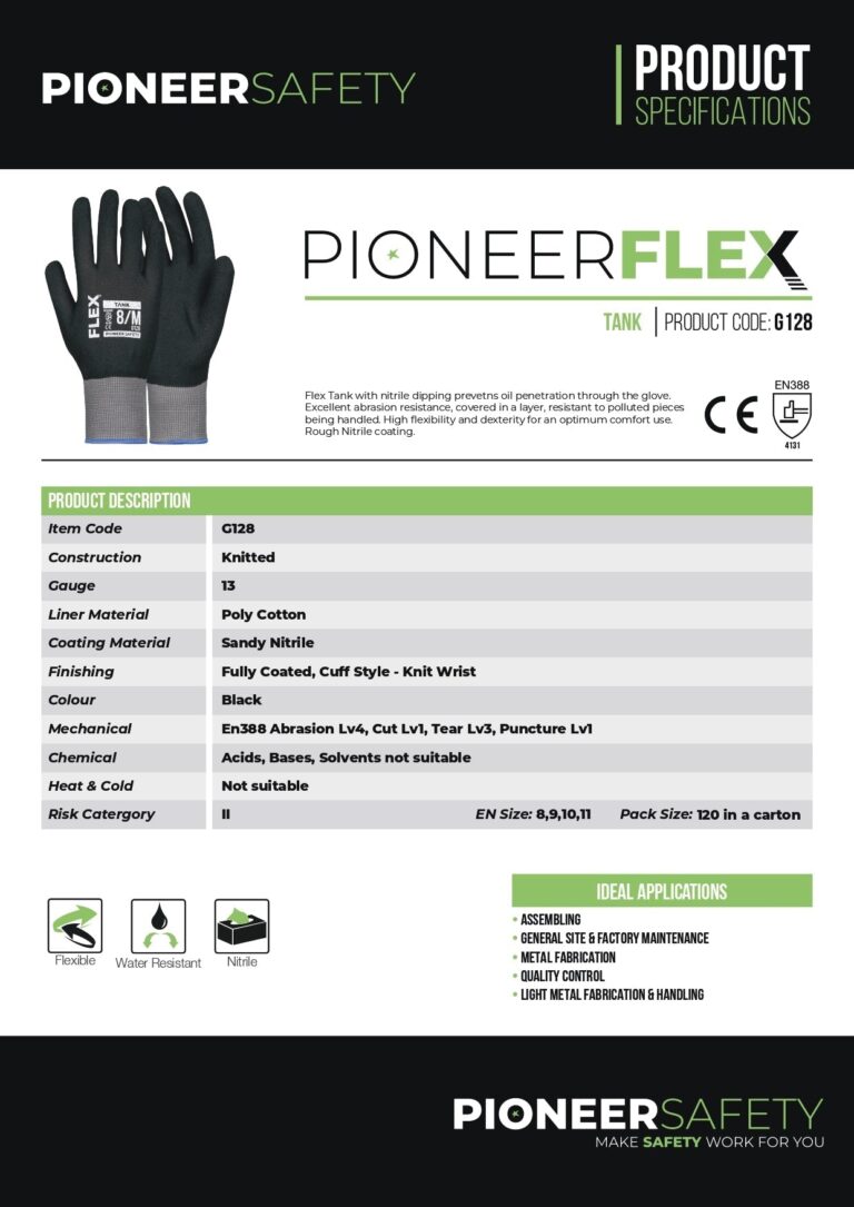 PIONEER SAFETY Flex Tank Gloves Nitrile Dipped G128 - Premium Gloves from Pioneer Safety - Just R 64! Shop now at Securadeal