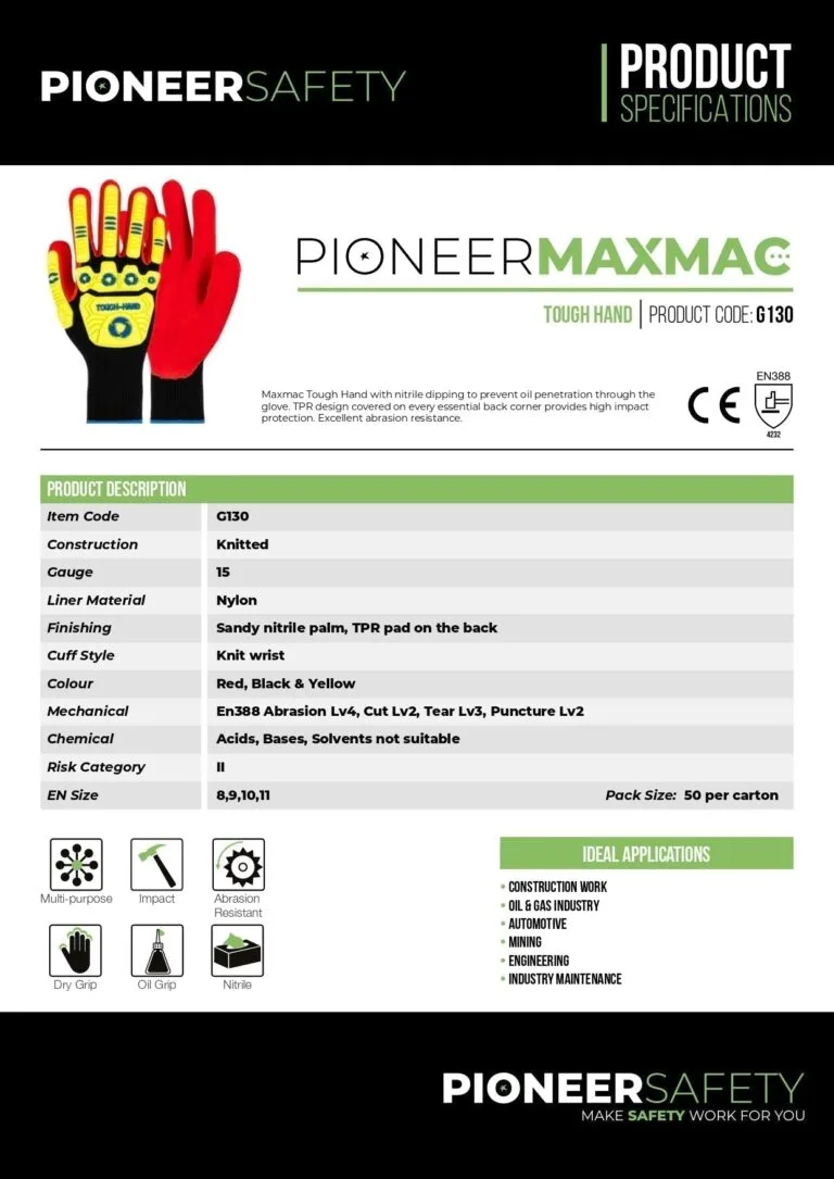 PIONEER SAFETYMaxmac Tough Hand Gloves Size 10 G130 - Premium Gloves from Pioneer Safety - Just R 158.40! Shop now at Securadeal