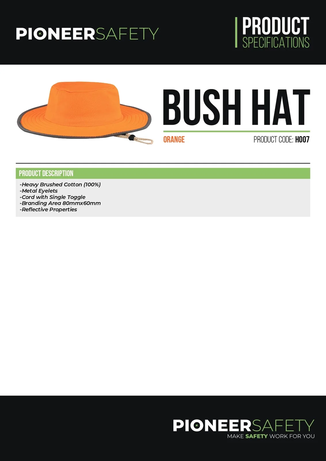 Pioneer Safety Bush Hat High Visibility with Silver Reflective Tape   Premium Safety Ppe from Pioneer Safety