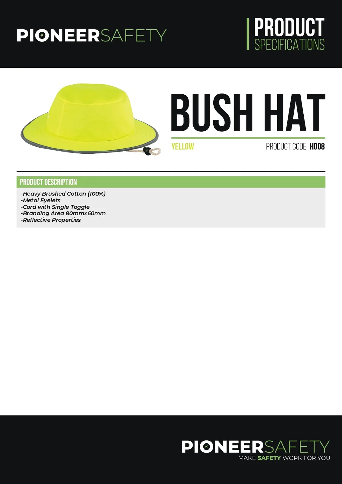 Pioneer Safety Bush Hat High Visibility with Silver Reflective Tape   Premium Safety Ppe from Pioneer Safety