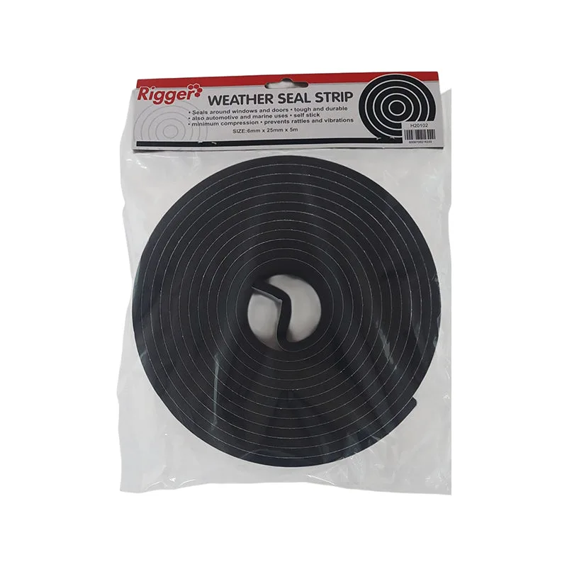 H20102 | Securadeal Rigger Weather Seal Tape 6mm X 25mm X 5 Mt Black Foam Premium Tape from Iron Man Just R 46 Shop Now at Securadeal