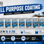 Jul 29 2026 02_46_28 PM | Securadeal Banner Ad for All Purpose Coating by Rubber Coating Showing Multiple 5l20l Paint Buckets Lined Up with Product Features and Logo