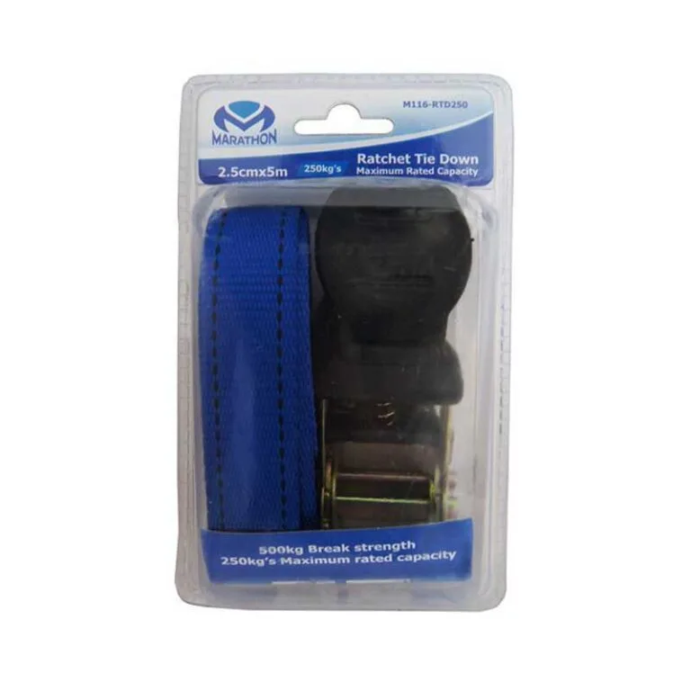 MARATHON Ratchet Tie Down 25mm X 5m 250kg M116-Rtd250 - Premium Hardware from Marathon - Just R 114! Shop now at Securadeal