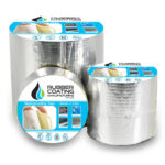 RCMWaterproofingTape_1 | Securadeal Two Rolls of Silver Waterproofing Tape with Blue Product Labels Sized 50mm X 25m Each for Sealing and Insulation