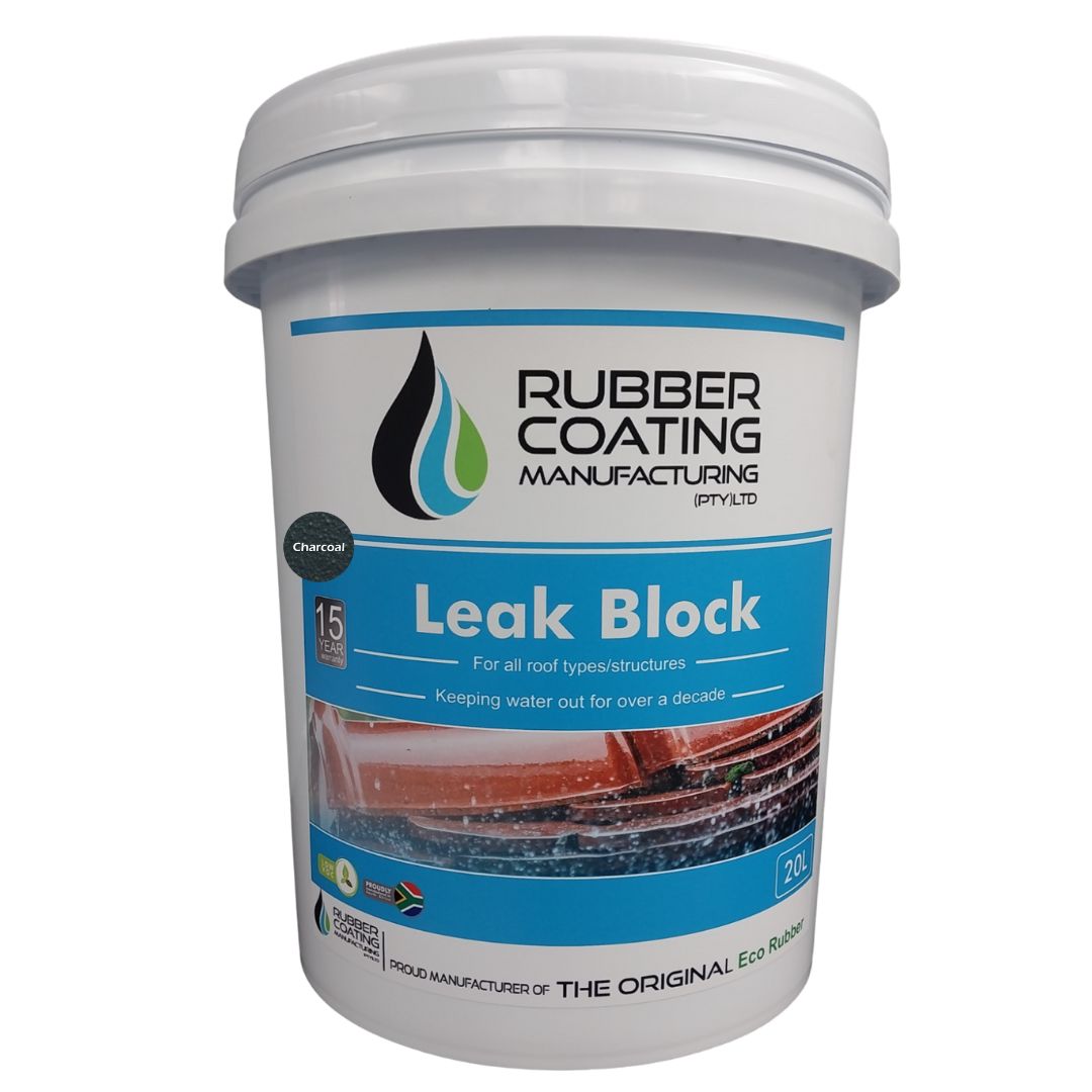 RCM_Leak_Block_20L_Charcoal | Securadeal RCM Leak Block Waterproofing Coating - Premium Hardware from Rubber Coating Manufacturing - Just R 495! Shop now at Securadeal