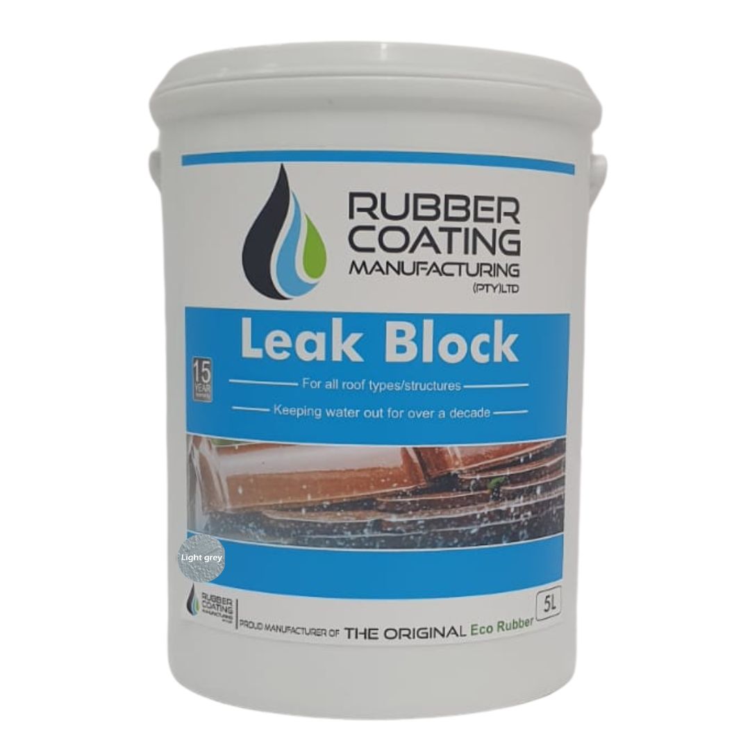 RCM_Leak_Block_5L_Light_Grey | Securadeal RCM Leak Block Waterproofing Coating - Premium Hardware from Rubber Coating Manufacturing - Just R 495! Shop now at Securadeal