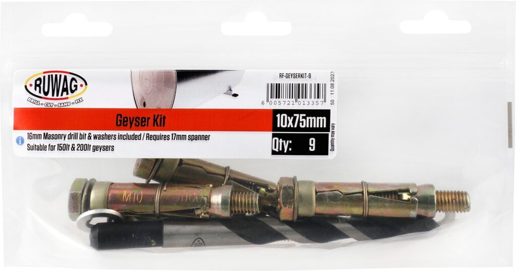 RUWAG Geyser Installation Kit 10mm x 75mm - Premium Hardware from Ruwag - Just R 104! Shop now at Securadeal