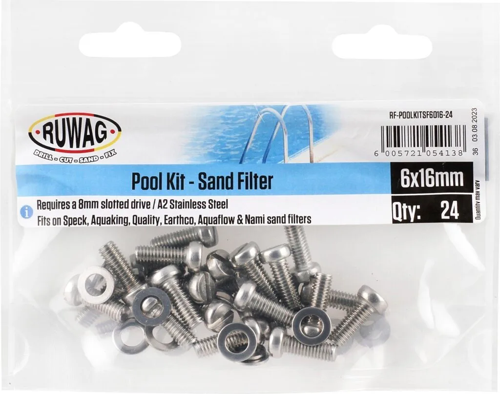 RF-POOLKITSF6016-24_1-1 | Securadeal Ruwag Pool Kit Sand Filter 6mm X 16mm Premium Hardware from Ruwag Just R 38 Shop Now at Securadeal