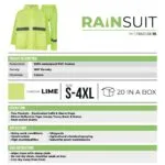 Rubberized High visual Reflective Tape Lime Rain Suit 2 Piece Small   Premium Safety Ppe from Securadeal
