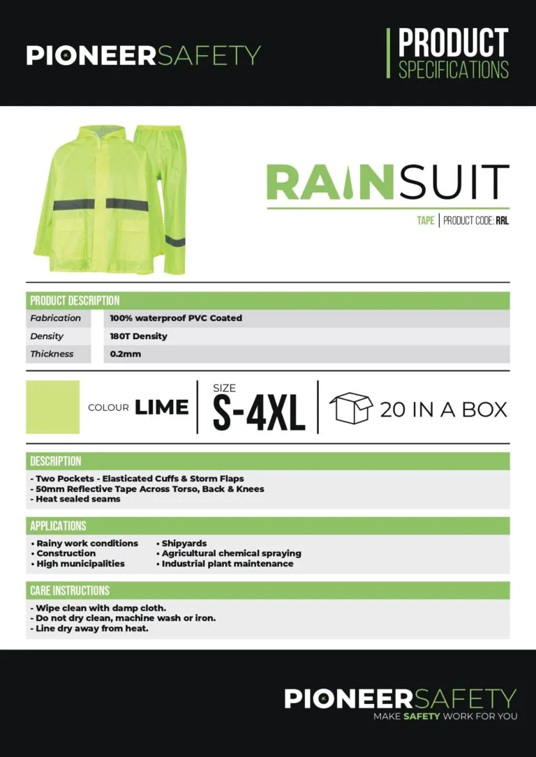 Rubberized High-Visual Reflective Tape Lime Rain Suit 2 Piece Small - Premium Rain Coat from Pioneer Safety - Just R 184! Shop now at Securadeal