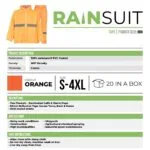Rubberized High visual Reflective Tape Orange Rain Suit 2 Piece Small   Premium Safety Ppe from Securadeal