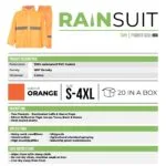 Rubberized High visual Reflective Tape Orange Rain Suit 2 Piece Medium   Premium Safety Ppe from Securadeal