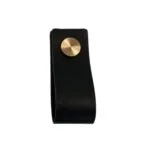 Roco Leather Cupboard Handle Black  Brass 128mm   Premium Handles from Roco