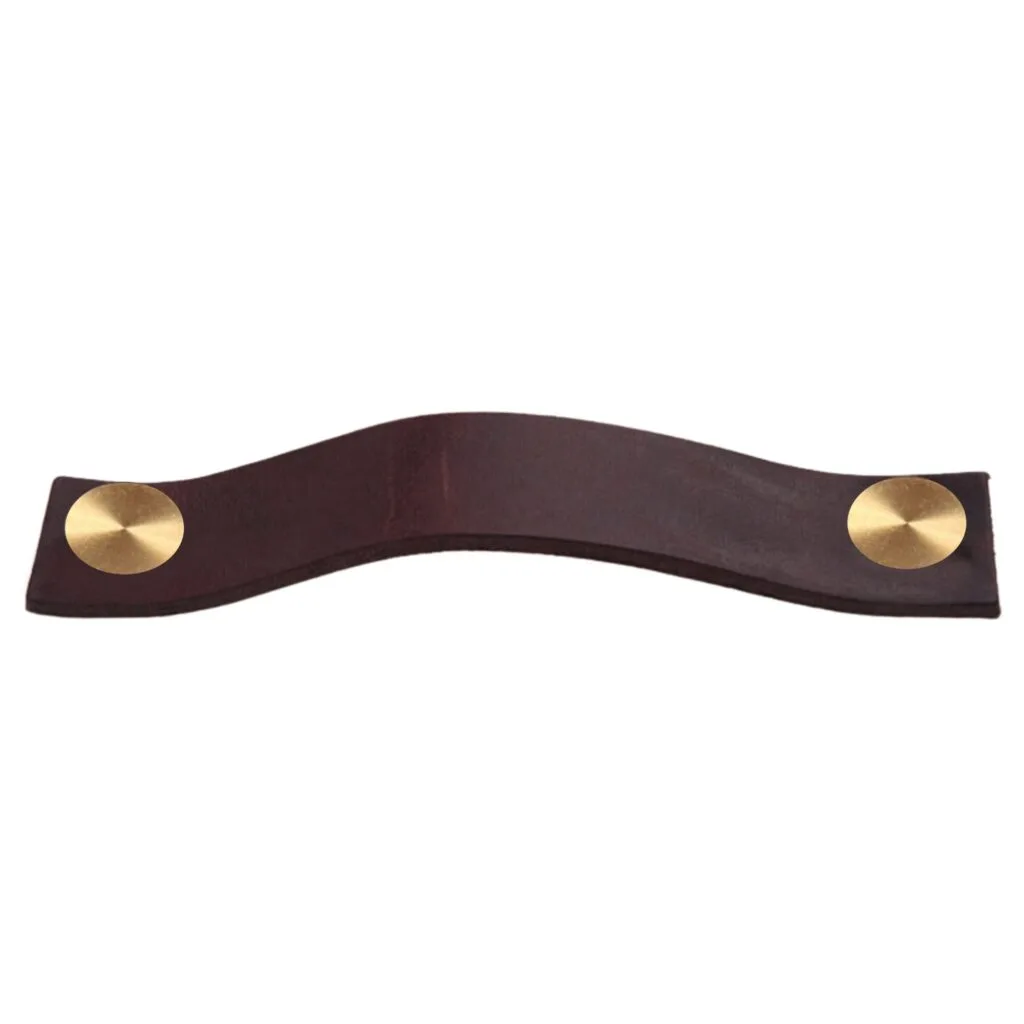 RTS5120128BRN_1 | Securadeal Roco Leather Cupboard Handle Brown Brass 128mm Premium Handles from Roco