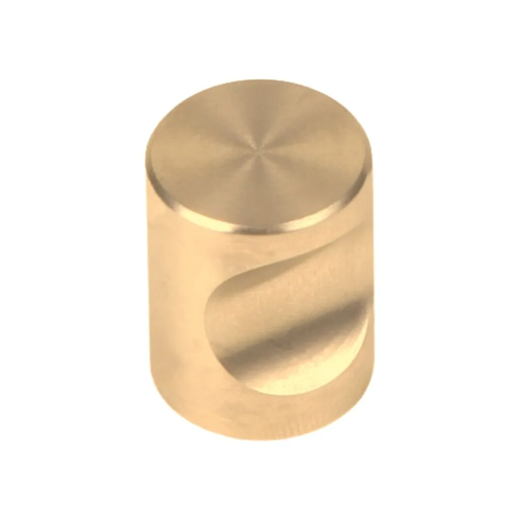 Roco Cylindrical Drawer Knob Brushed Brass 20mm   Premium Drawer Knobs from Roco