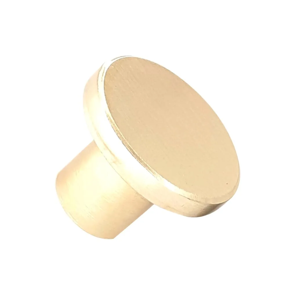 Roco Flat Button Drawer Knob Brushed Brass 30mm   Premium Drawer Knobs from Roco