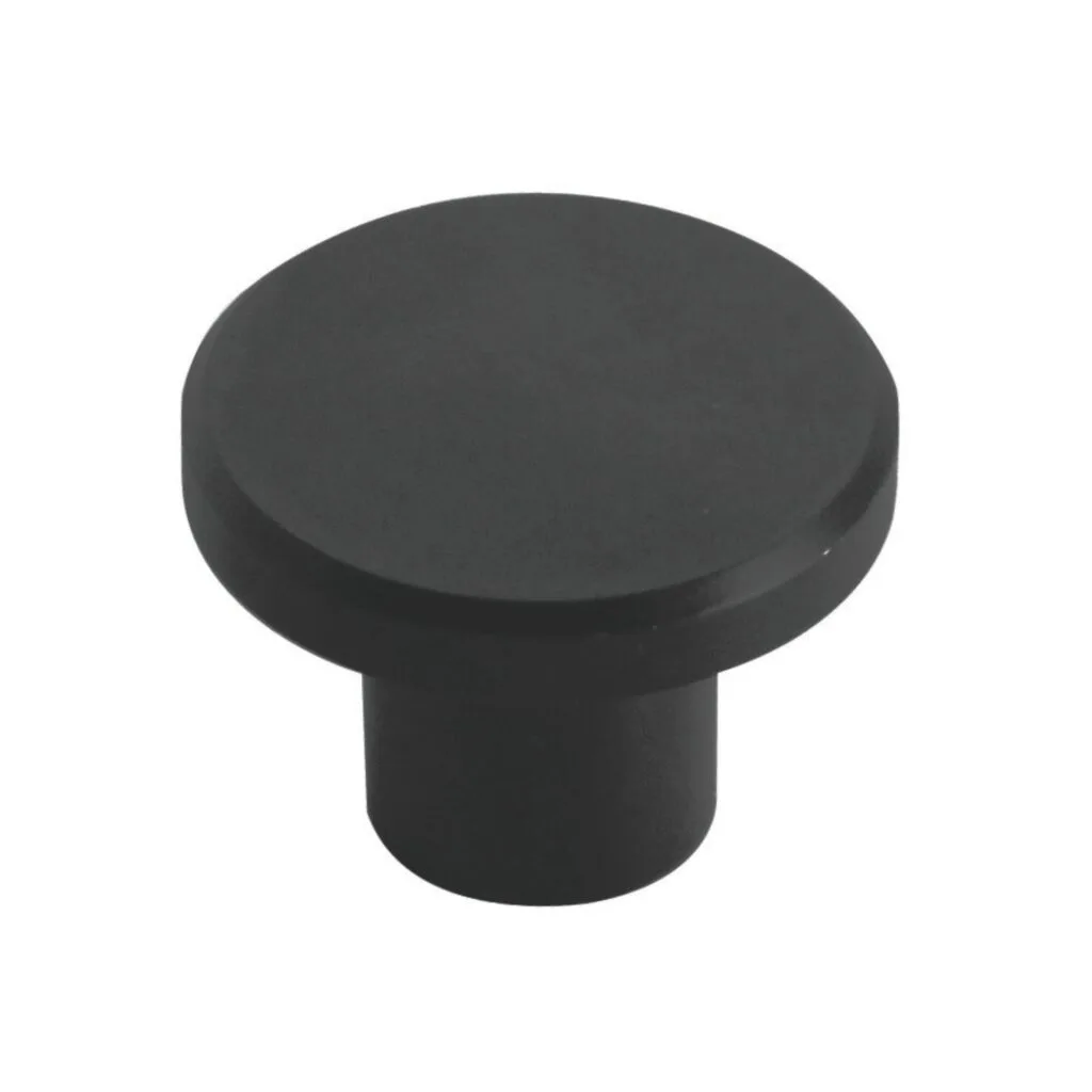 Roco Flat Button Drawer Knob Matt Black 30mm   Premium Drawer Knobs from Roco