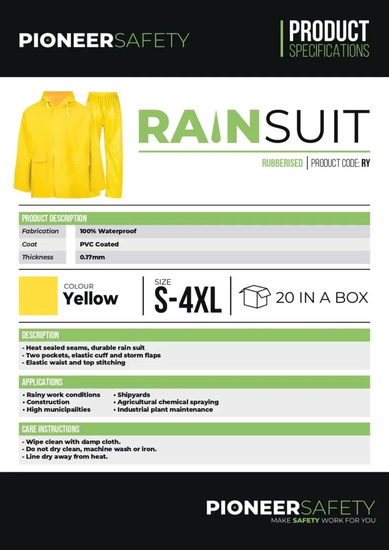 Rubberized Rain Suit Yellow 2 Piece (Large) - Premium Rain Coat from Pioneer Safety - Just R 162! Shop now at Securadeal