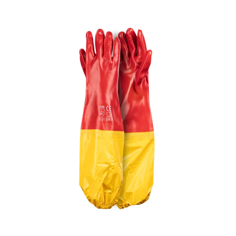 Pioneer Safety Pvc Coated Red Open Cuff Gloves 60cm Std Shoulder Length G016 5   Premium Gloves from Pioneer Safety   Just R 68 Shop Now at Securadeal