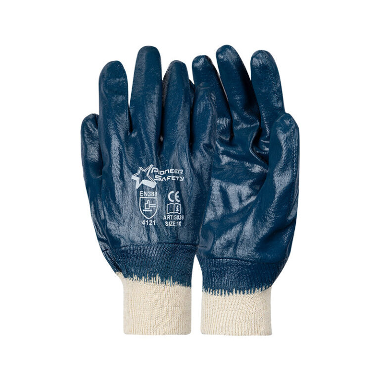 PIONEER SAFETY Nitrile Coated Blue Knit Wrist Gloves G039 - Premium Gloves from Pioneer Safety - Just R 36! Shop now at Securadeal