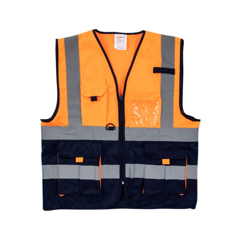 PIONEER SAFETY Vests Signaling With Zip Id Pocket Orange/Navy - Premium clothing from Pioneer Safety - Just R 176! Shop now at Securadeal