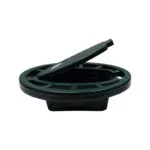 T60500 - 1 | Securadeal Green Circular Manholeaccess Cover with a Rectangular Lifting Tool Resting on Its Edge