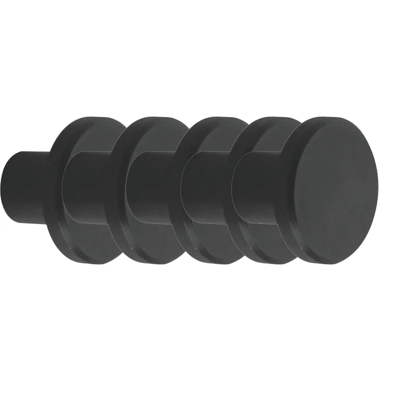 Roco Flat Button Drawer Knob Matt Black 30mm  5 Pack    Premium Drawer Knobs from Roco