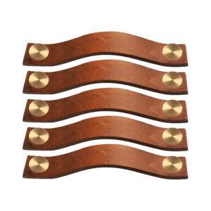 ROCO Leather Cupboard Handle Tan & Brass 128mm ( 5 Pack ) - Premium Hardware from ROCO - Just R 348! Shop now at Securadeal