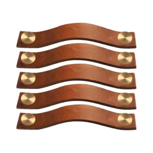 ROCO Leather Cupboard Handle Tan & Brass 128mm ( 5 Pack ) - Premium Hardware from ROCO - Just R 348! Shop now at Securadeal