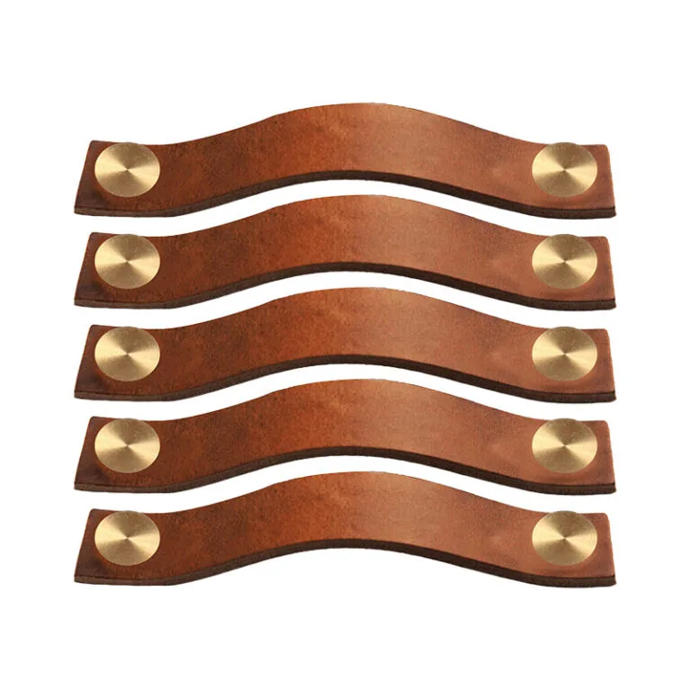 ROCO Leather Cupboard Handle Tan & Brass 128mm ( 5 Pack ) - Premium Hardware from ROCO - Just R 348! Shop now at Securadeal
