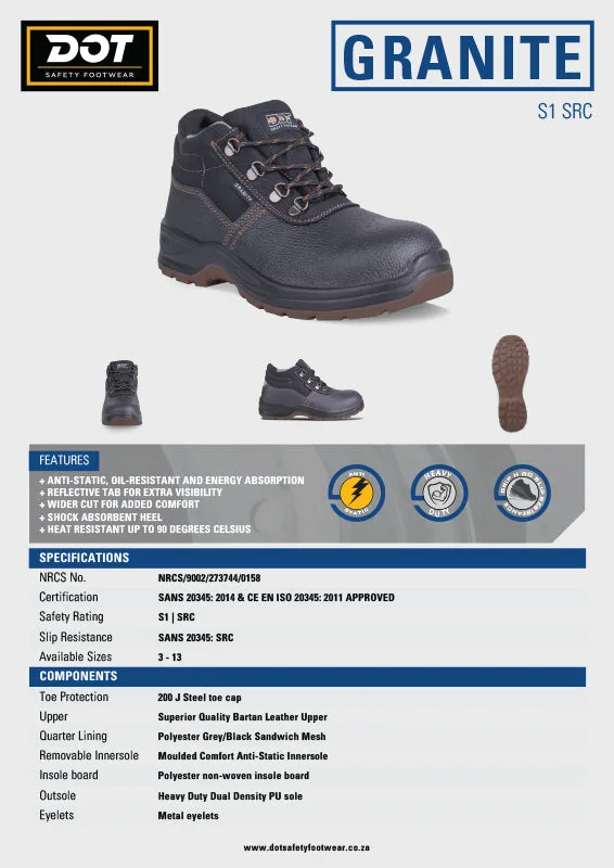 Dot Safety Boot Granite Oil and Acid Steel Toe Black Sabs   Premium Safety Ppe from Dot