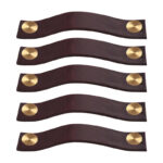 Untitled-1_9ccbf119-fdb1-4f96-9c36-43bfb44c5374 | Securadeal Roco Leather Cupboard Handle Brown Brass 128mm 5 Pack Premium Handles from Roco