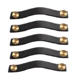 Roco Leather Cupboard Handle Black  Brass 128mm  5 Pack    Premium Handles from Roco