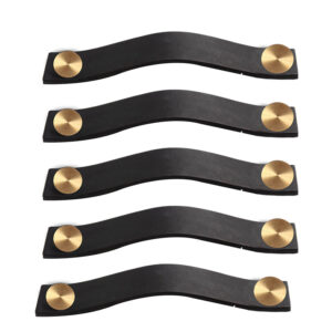ROCO Leather Cupboard Handle Black & Brass 128mm ( 5 Pack ) - Premium Hardware from ROCO - Just R 348! Shop now at Securadeal