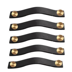 ROCO Leather Cupboard Handle Black & Brass 128mm ( 5 Pack ) - Premium Hardware from ROCO - Just R 348! Shop now at Securadeal