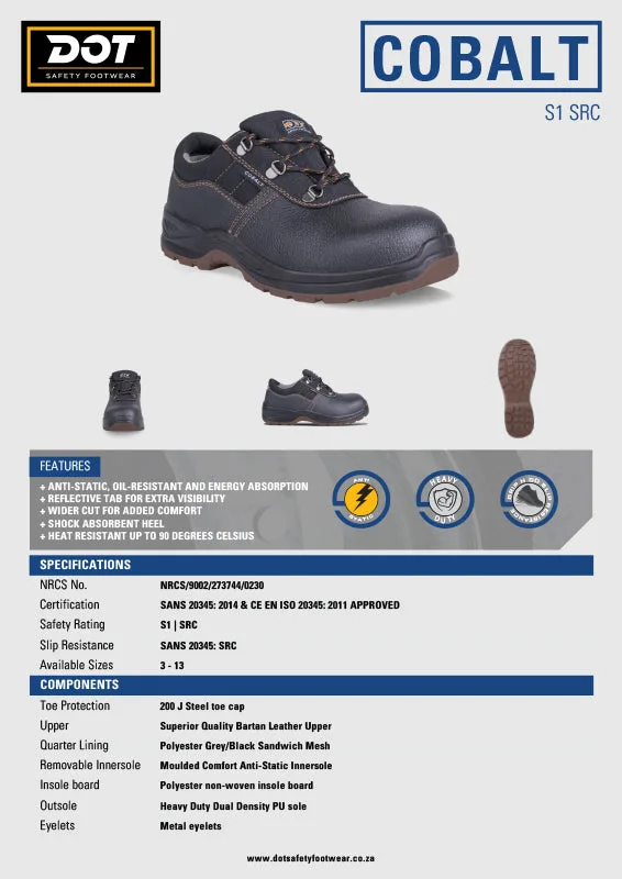 Dot Cobalt Safety Shoe Oilacid Steel Toe Black   Premium Safety Ppe from Dot
