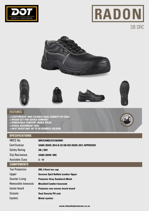 Dot Radon Acid Safety Shoe Heat Resistant Leather Black   Premium Safety Ppe from Dot