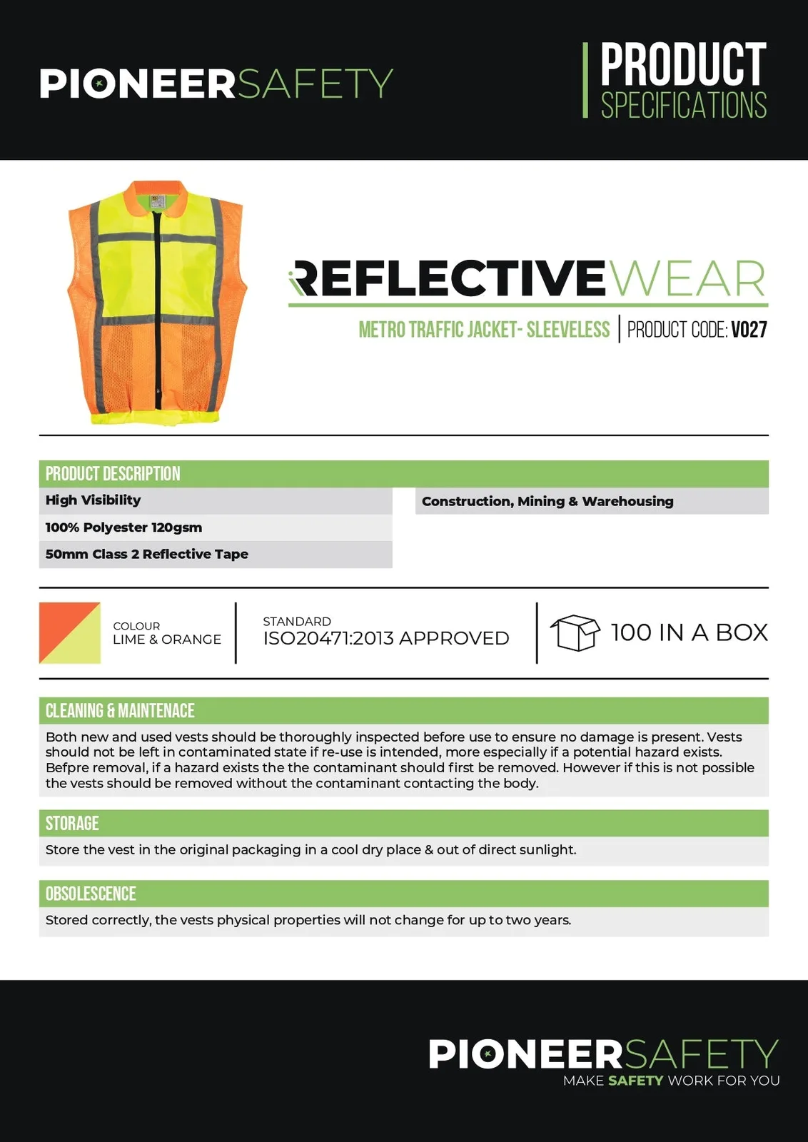 Pioneer Safety Jacket Reflective Sleeveless 2 Tone   Premium Safety Ppe from Pioneer Safety