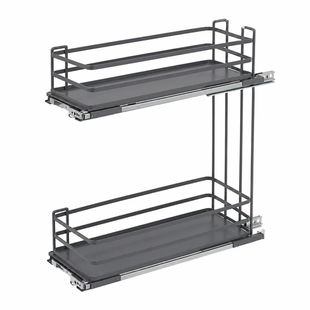 b40565f3-6a25-4439-9604-ab9215b30906 | Securadeal Two tier Metal Pull out Pantry Shelf with Sliding Tracks for Cabinet Storage store in Kitchen