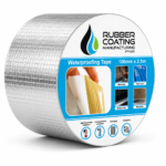 d9c5570c-ffe8-4e97-ae2b-4808a594fd57 | Securadeal Roll of Waterproofing Tape with a Blue Label Reading Waterproofing Tape 100mm X 25m for Cracks and Roof Repairs