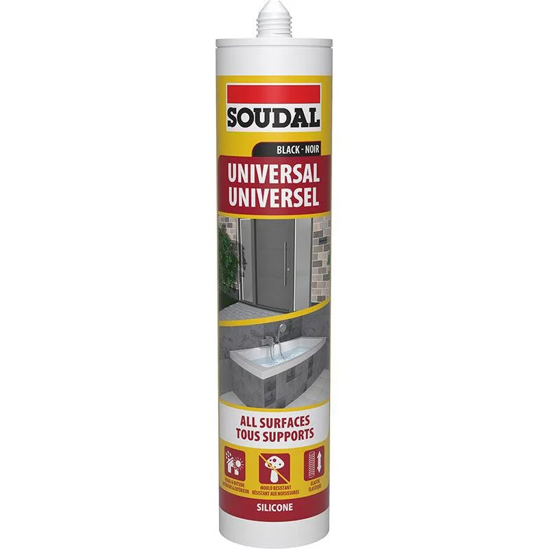 Soudal 270ml Universal Silicone Black Sa   Premium Adhesives Sealants  Tapes from Soudal