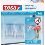tesa-adhesive-hooks-transparent-surface-large-2-hooks-3-strips-1kg-securadeal-1 | Securadeal