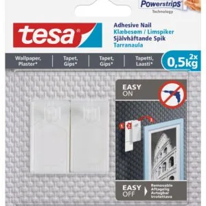 TESA Adhesive Nail 2x 0.5kg - Sensitive Surfaces - Wallpaper and Plaster - Premium Hardware from TESA - Just R 98! Shop now at Securadeal